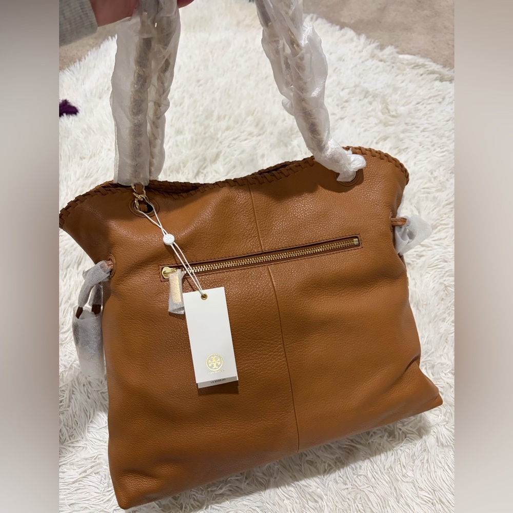Tory Burch Marion Bark Brown Pebbled Leather  Bag - NWT - Picture 3 of 15